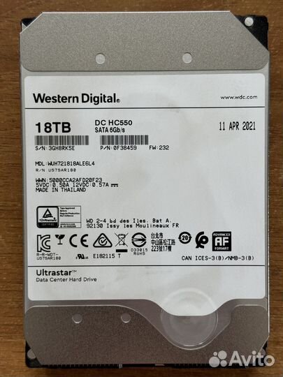 Жесткий диск WD Ultrastar DC HC550 18Tb