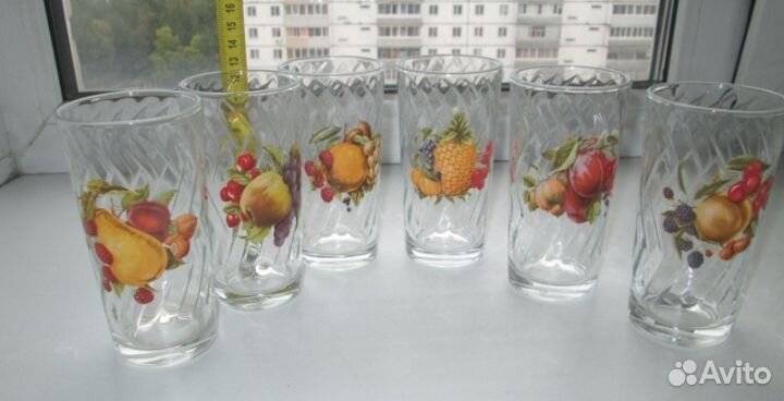 Набор стаканов фрукты,ягоды - 6 шт вместе, СССР