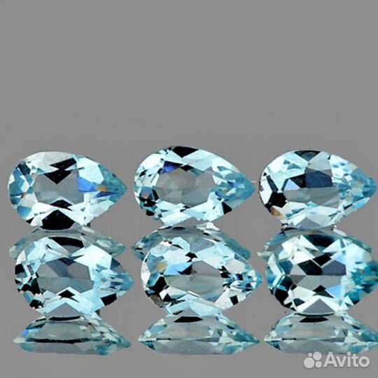 Аквамарин натуральный 2,06Ct 6х4мм 6шт Pear