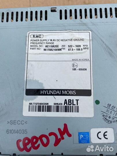 Магнитола штатная Kia Ceed 2 JD