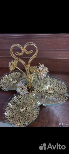 Конфетница, фруктовница, этажерка золотистая