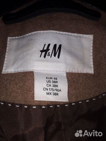 Пальто H&M мужские черное и бежевое кашемир 46(M)