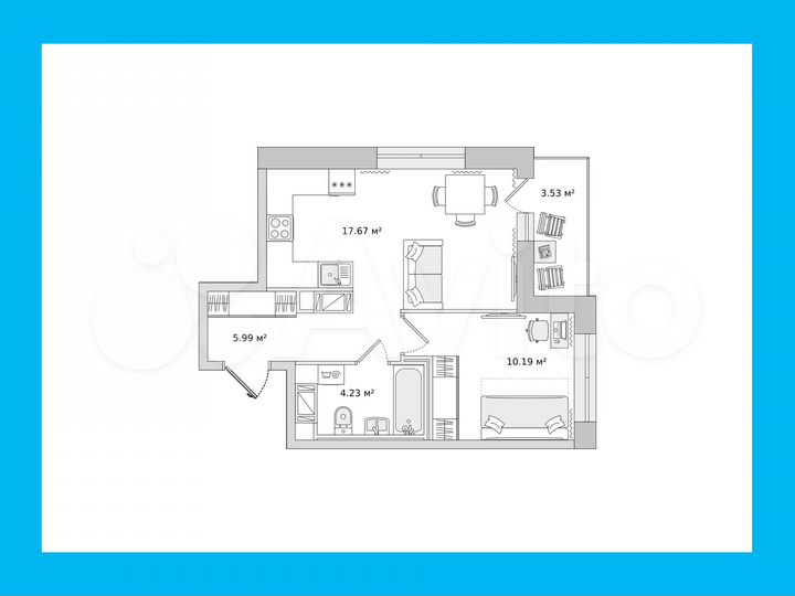 1-к. квартира, 38 м², 10/17 эт.