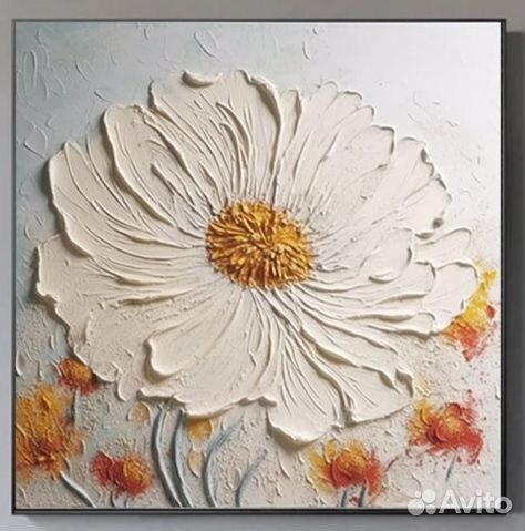 Объёмная картина маслом на холсте Цветок Примерка
