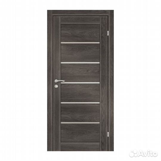 Полотно дверное Olovi Канзас со стеклом Дуб графит