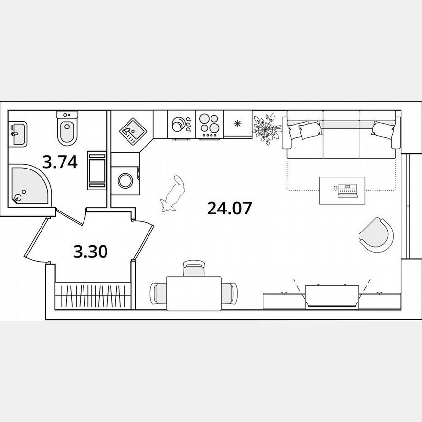 Квартира-студия, 31,1 м², 3/22 эт.