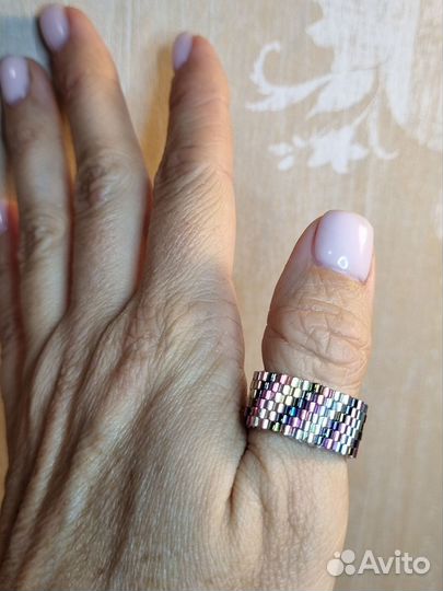 Кольцо из бисера широкое