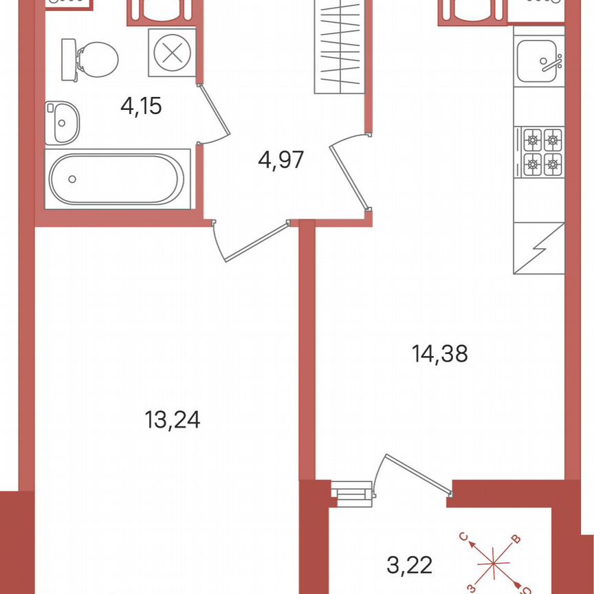 1-к. квартира, 38,4 м², 6/11 эт.