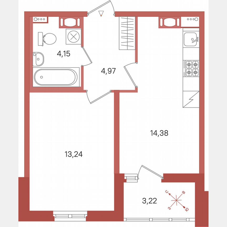 1-к. квартира, 38,4 м², 6/11 эт.