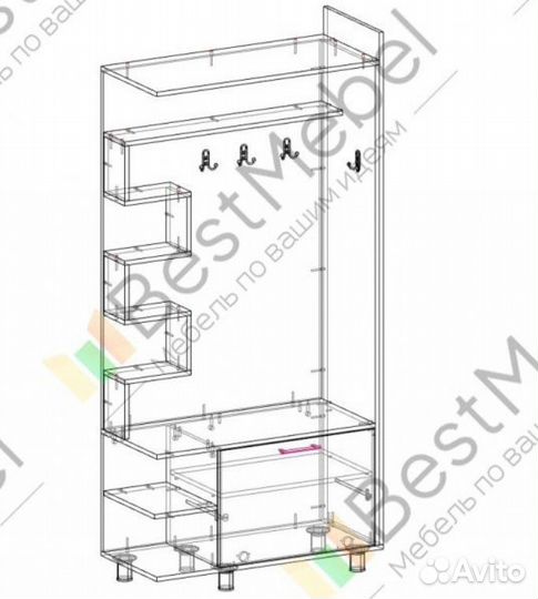Прихожая тумба с вешалкой Феерия