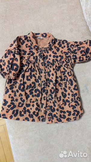 Леопардовое платье рубашка next 86-92