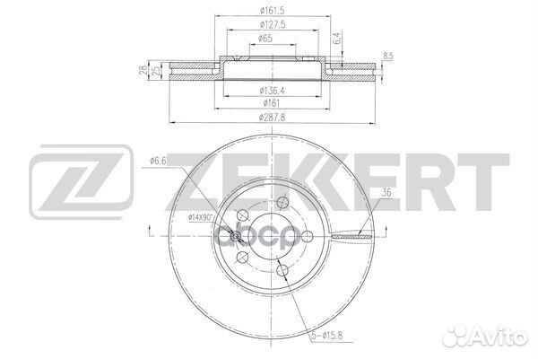 Диск торм. перед. Audi A1 10- A3 96- Skoda Fa