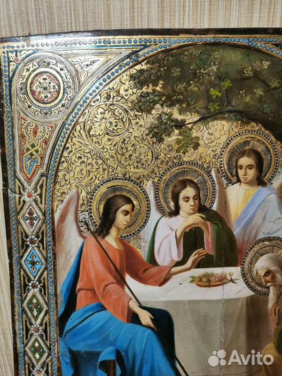 Старинная икона Святой Троицы 44х37,5