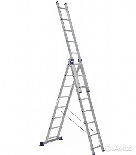 Лестница алюминиевая трехсекционная 3x8 ступеней
