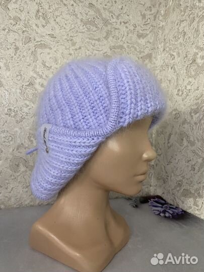 Шапка ушанка женская вязаная