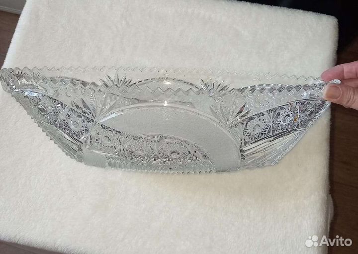 Хрустальная ваза- ладья