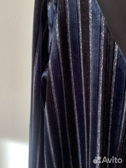 Бархатное платье с сеточкой синее винтаж