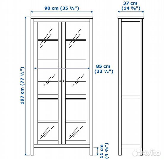 Шкаф витрина Икеа Хемнес/Hemnes