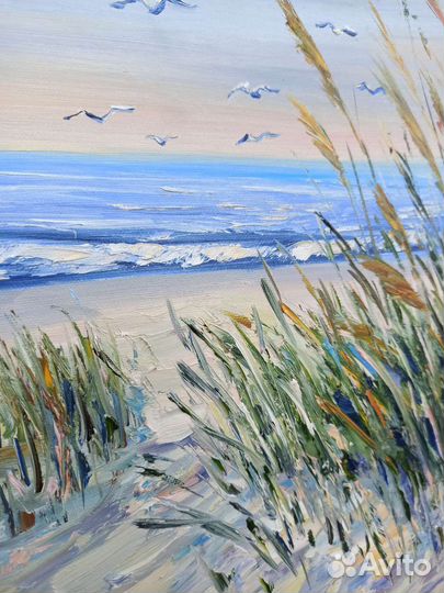 Картина маслом берег моря пейзаж морской на холсте