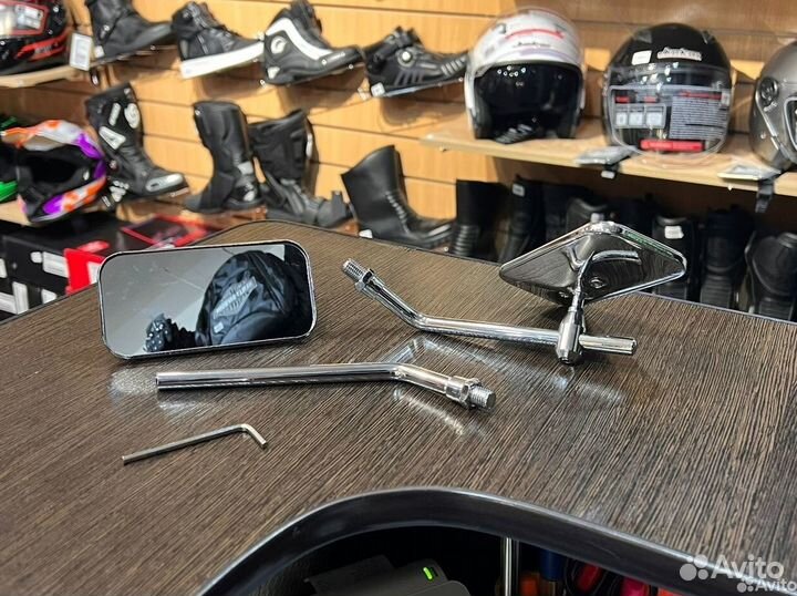 Квадратные зеркала для мото хром 10 мм 2 шт