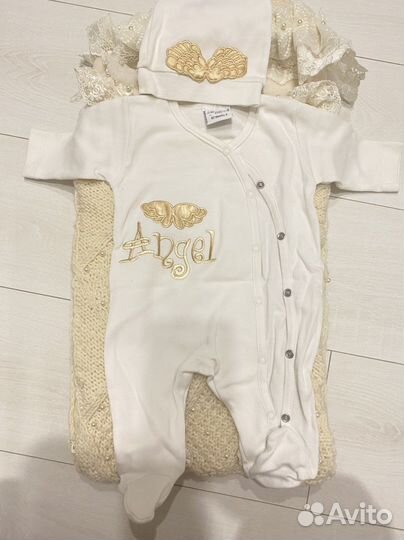 Конверт на выписку + слип ангел с крыльями