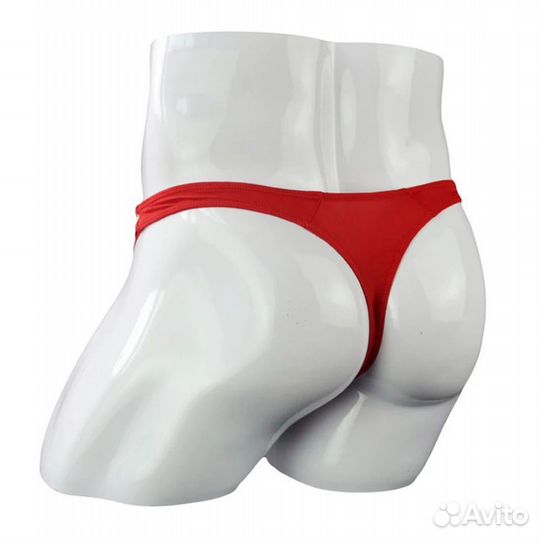 Мужские стринги латекс/пвх красного цвета #8571