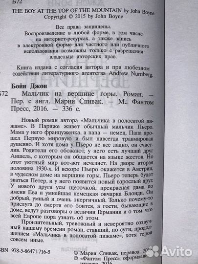 Джон Бойн Мальчик на вершине горы