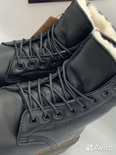 DR. Martens 1460 Jadon Black. Winter белый мех