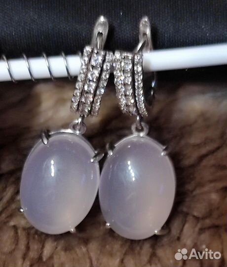 Серьги с розовым кварцем