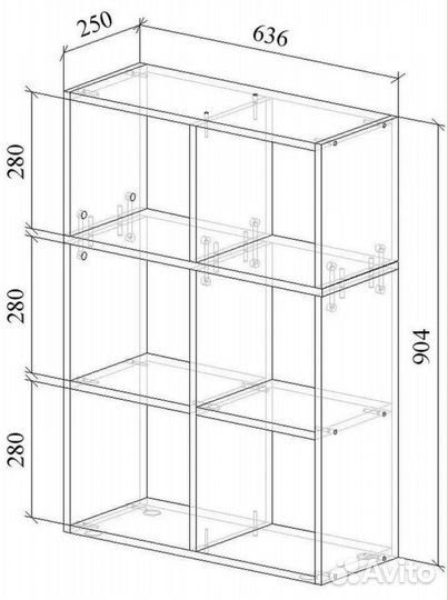 Стеллаж 6 секций, дуб сонома