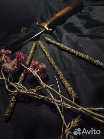 Свечи восковые ручной работы с полынью и пижмой