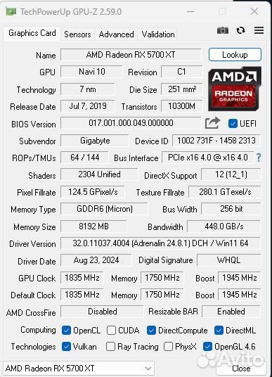 Видеокарта RX 5700