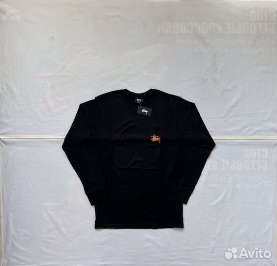 Лонгслив Stussy Fireball Longsleeve Black Оригинал