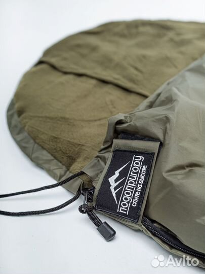 Спальник с капюшоном, спальный мешок флис Хаки