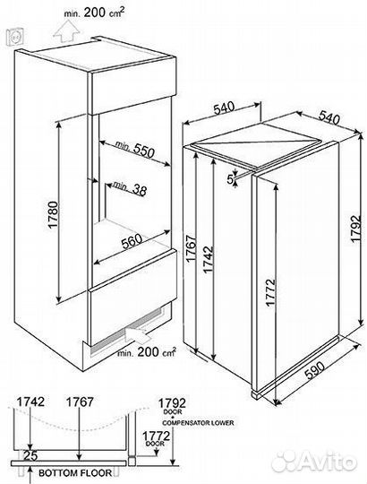 Встраиваемый морозильник Smeg FI360LX Новый