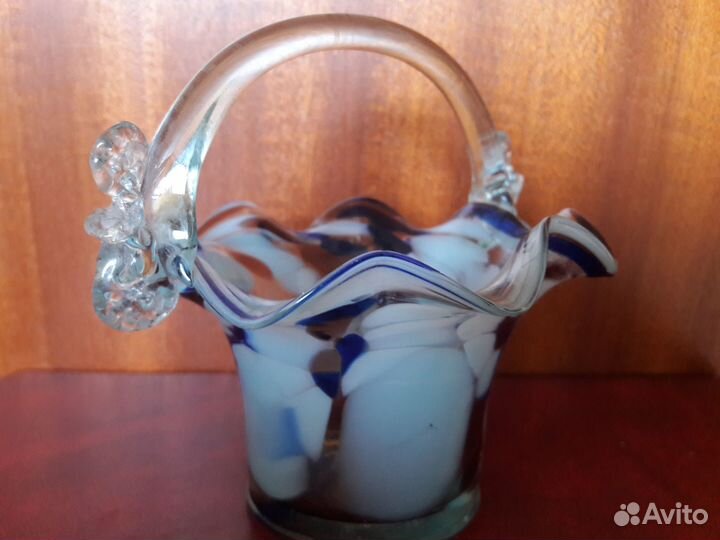 Ваза конфетница цветное стекло СССР