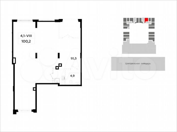 Аренда торговое помещение, площадь 99.4 кв.м