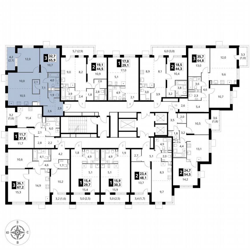 3-к. квартира, 65,9 м², 5/25 эт.