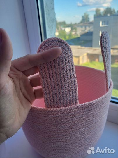 Интерьерная корзина из шнура