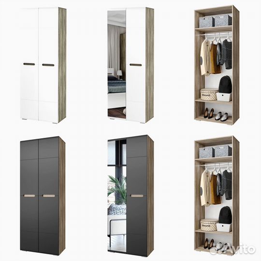 Шкаф 80см с зеркалом Наоми шк-22 графит