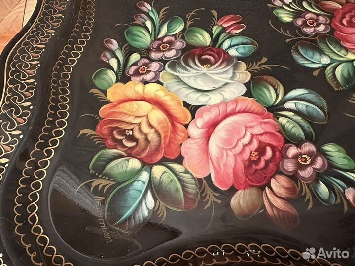 Подносы Жостово СССР ручная роспись Леонтьева