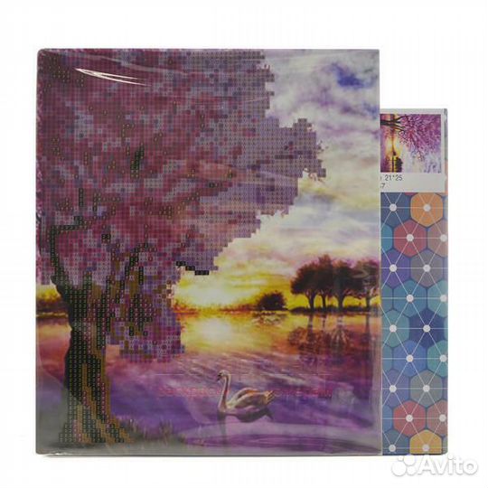 Алмазная мозаика 21x25 Маяк у моря, колибри и цвет