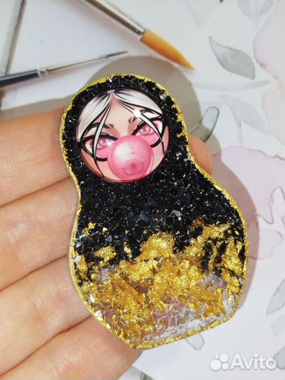 Брошь матрёшка ручной работы