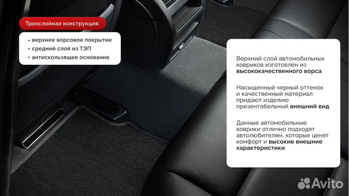 Ворсовые коврики для Toyota Highlander III 2013-20