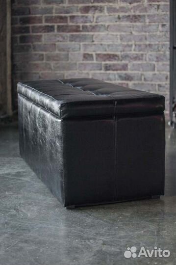 Банкетка Лонг Черная экокожа