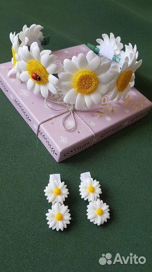 Ободок с ромашками из фоамирана.ручная работа