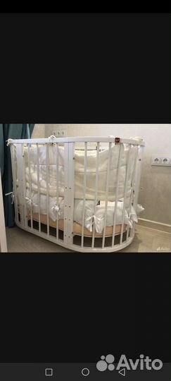 Детская кроватка трансформер с маятником круглая