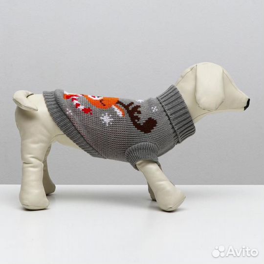 Свитер 'Олень на сером', 3XL (дс 46, ош 46, ог 38