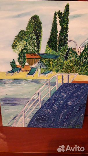 Картина маслом Мост через бассейн