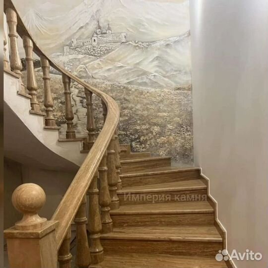 Ступени для лестницы из травертина, мрамора